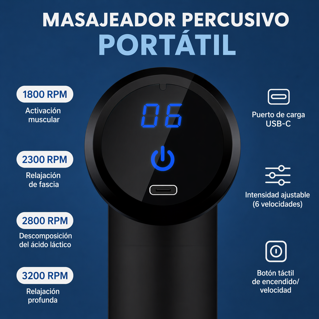 🔥 Pistola Masajeadora Muscular de Alta Potencia 🔥